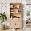 6-Tier Freestanding Wood Bookcase with Doors, Drawer & Open Shelves - Storage Cabinet for Living Room, Home Office & Bedroom Display - 3 of 4