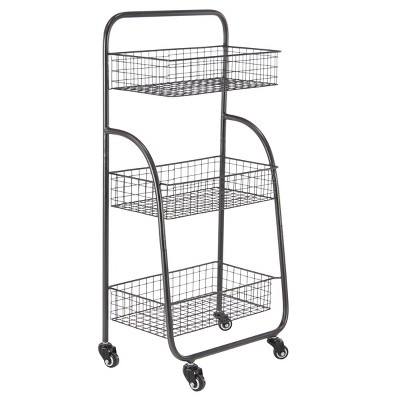 18 x 36 Metal 3 Tier Rolling Cart Black - Olivia & May