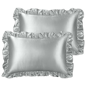 PiccoCasa Satin Retro Luxury Silky with Ruffle Envelope Closure Pillowcases 2 Pcs - 1 of 4