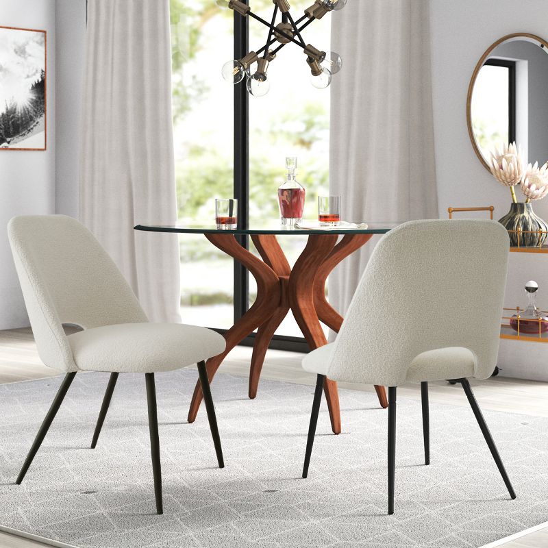 Edwin Boucle Dining Chair Set Of 2,Modern Kitchen Dining Room Chairs with Curved Round Backrest,Boucle Chairs with Metal Legs-Maison Boucle, 2 of 10