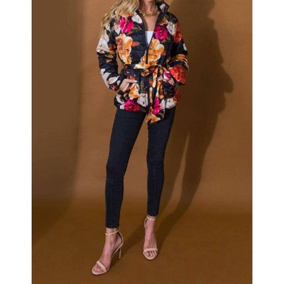 Women's Full Blooms Floral Puffer Jacket - FLYING TOMATO