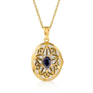Ross-Simons 0.40 Carat Sapphire Locket Necklace With Diamond Accent in 18kt Gold Over Sterling Size 18 - 1 of 4