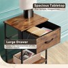 Nightstand Set of 2 with Fabric Storage Drawer and Open Wood Shelf, End Table with Steel Frame - 4 of 4