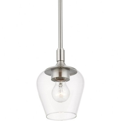 Transitional Brushed Nickel 1-Light Pendant with Clear Glass Shade
