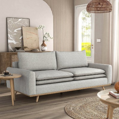Oak Light Gray Cotton Blend Lawson Sofa with Removable Cushions