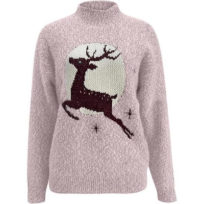 Clearlove Women Casual Turtleneck Ribbed Knit Sweaters Christmas Cute Pullover Tops