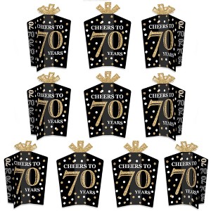 Big Dot of Happiness Adult 70th Birthday - Gold - Table Decorations - Birthday Party Fold and Flare Centerpieces - 10 Count - 1 of 4