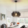16" Boho Handwoven Bamboo Pendant Light with Double-Layer Shade and White Canopy for Dining Room, Bedroom, Living Room, or Vacation Rental - 3 of 4