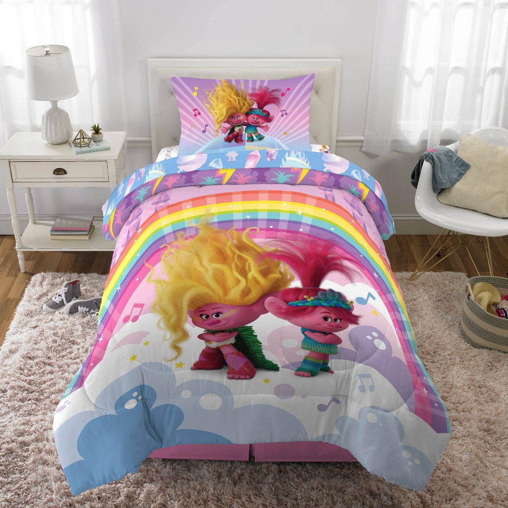 Photos - Bed Linen Dreamworks Twin Trolls 3 Reversible Kids' Comforter 