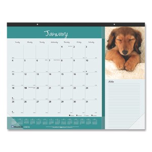Pets Collection Monthly Desk Pad, Puppies Photography, 22 x 17, Black Binding, Clear Corners, 12-Month (Jan to Dec): 2026 - 1 of 4