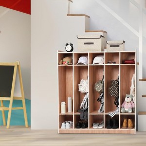School Coat Locker with Cubbies, 5-Section Storage Organizer with Hooks and Casters for Classroom and Home - 1 of 4