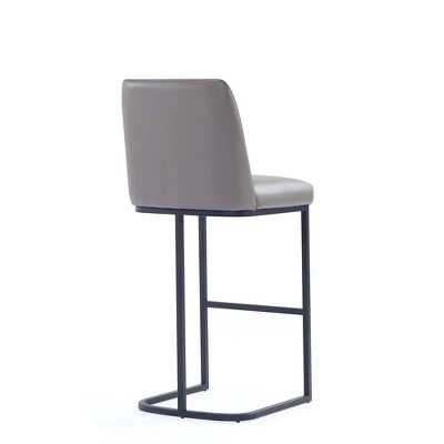 Gray Leatherette and Metal Barstools Set of 3