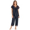 Collections Etc Lace Trim Silky Capri Pj Set - 3 of 4