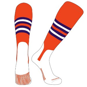PEAR SOX OTC Baseball Softball Stirrup Socks (F, 7in) Orange, Purple, White - 1 of 3
