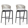PURPLE LEAF Counter Height Stool Set of 2 Modern Aluminum Rattan Wicker Outdoor Barstools with Backrest and Cushion for Kitchen Lawn Pool Bar Chairs - 4 of 4