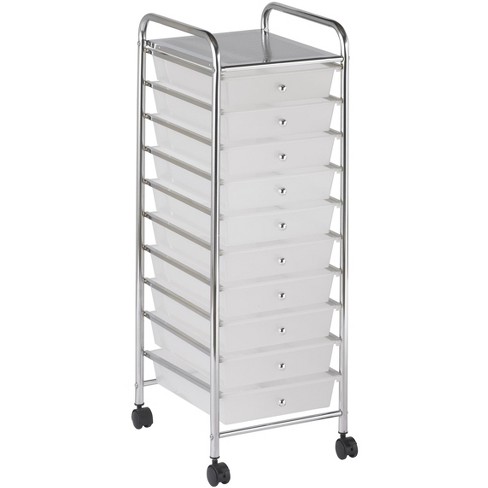 Ecr4kids 10 Drawer Plastic Mobile Organizer Rolling Cart For