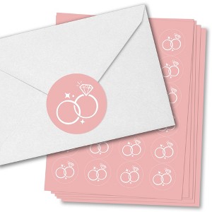 Big Dot of Happiness Pink Wedding Envelope Seal Stickers, Round Circle Stickers to Seal Cards, Announcement Envelope Seals - 120 Count - 1 of 4