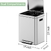 Dual Trash Can, Stainless Steel Garbage Can with Soft-Close Lid, Hands-Free Recycle Bin with Removable Inner Buckets for Home, Kitchen - 4 of 4