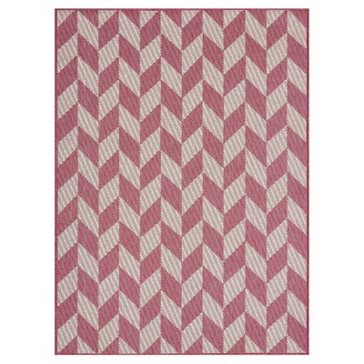 Modern Chic Red Geometric 8' x 10' Indoor/Outdoor Synthetic Rug