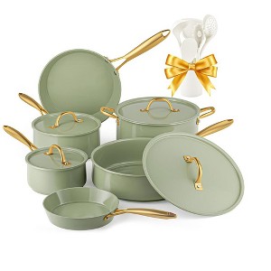Itopfox Ceramic Cookware Set - Nonstick Pots and Pans With Kitchen Utensils, Non-Toxic, Induction Compatible, Dishwasher and Oven Safe - 1 of 4