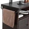 Dexmalle Light Brown Patio Kitchen Bar Cart with Wicker and Glass Top  Door - 3 of 4