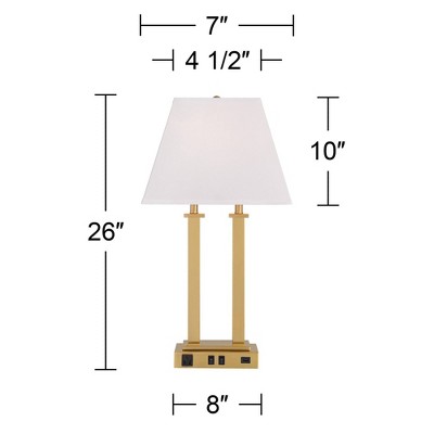 Modern Gold Metal Desk Lamp with White Linen Shade
