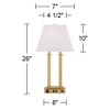 Possini Euro Design Amity 26" High Modern Desk Lamp USB Port AC Power Outlet Gold Warm Brass Finish Metal Single Home Office Living Room Charging - 4 of 4
