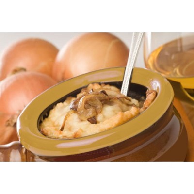 Brown and Cream Ceramic Onion Soup Bowls with Lids, Set of 4