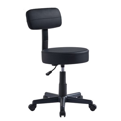 VECELO Armless Chair Rolling Stool with Backrest for Garage Shop Workbench Salon