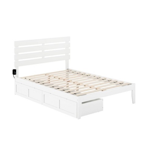 Full Oxford Bed With Usb Turbo Charger And 2 Drawers White - Afi : Target