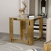 Dolonm Stainless Steel Round Glass End Table，Side Table - 3 of 4