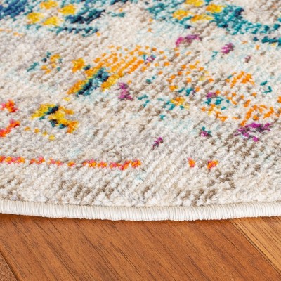 Elysian Bliss Cream/Blue 9' Round Synthetic Area Rug