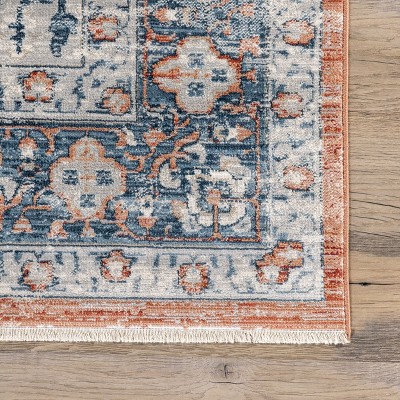 Reversible Orange Medallion 4' x 6' Synthetic Area Rug
