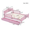 Twin/Full Size Wooden Bed Frame, Platform Bed Frame with 2 Storage Drawers and Guardrail, Wood Slats Support, No Box Spring Needed Wh - 3 of 4