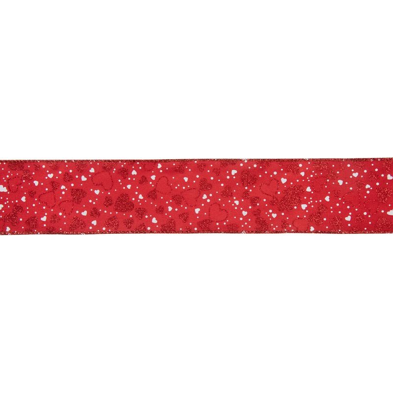 Northlight Red and White Hearts Valentine's Day Wired Craft Ribbon 2.5" x 10 Yards, 1 of 4