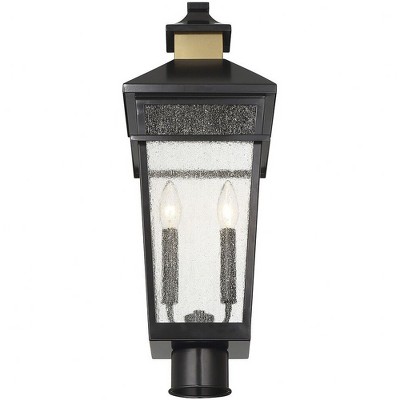 Kingsley Matte Black and Brass 2-Light Outdoor Post Lantern