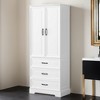 68" Tall Bathroom Storage Cabinet, Cabinet with Two Doors and Drawers, Adjustable Shelf, MDF Board - Leovsnove - 2 of 4