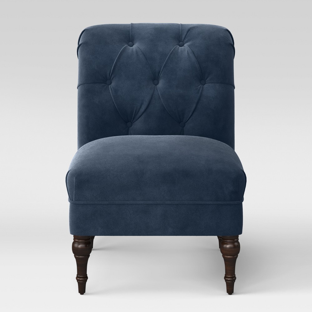 Wales Rollback Tufted Turned Leg Slipper Chair Navy Velvet - Threshold