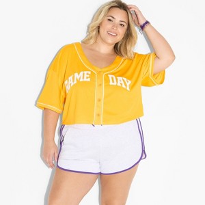 Women's Game Day Cropped Elbow Sleeve V-Neck Athletic Jersey - Wild Fable™ - 1 of 3