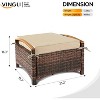 VINGLI Wicker Outdoor Ottoman Set of 2, All Weather PE Rattan Footstool for Patio w/Removable Cushions for Garden, Balcony - 3 of 4