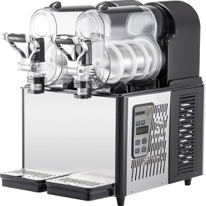 VEVOR Commercial Slushy Machine, 3Lx2 Double Tank Frozen Drink Machine, 24 Cups Stainless Steel Margarita Smoothie Frozen Drink Maker, Black - 1 of 4
