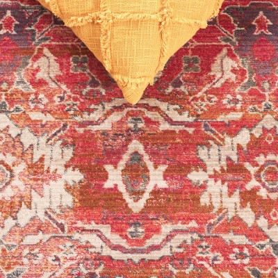 Handmade Red Synthetic 5' x 7' Rectangular Area Rug