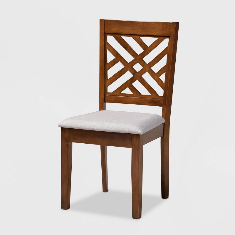 5pc Caron Fabric Upholstered Wood Dining Set Gray/Walnut - Baxton Studio, 4 of 11