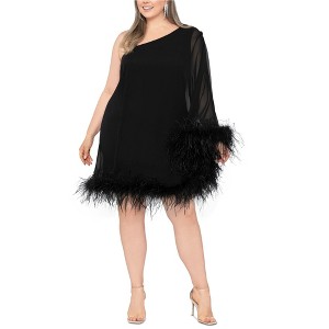 Betsy & Adam Feather Trim Dress - 1 of 1