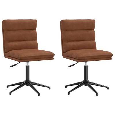 vidaXL Dining Chair Set of 2 Brown Faux leather, plywood, metal