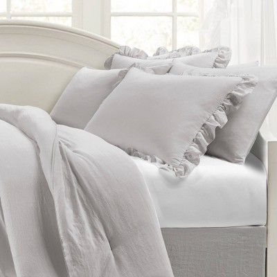 Light Gray Microfiber Ruffled 6-Piece Daybed Comforter Set