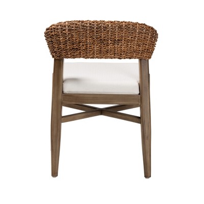 Chloe Bohemian Mahogany and Natural Rattan Dining Chair