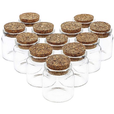 Bright Creations 12 Pack Glass Jars Storage Cork Bottles with Lid Holds 50ml for Party Favors, 1.3 x 2.1 Inches, Clear