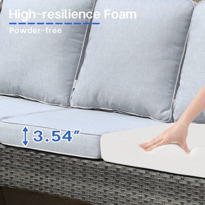 Beige and Gray Wicker 6-Piece Outdoor Patio Conversation Set with Fire Pit