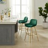 Art Leon Comfortable Velvet Swivel Barstool with Golden Legs, Set of 2 - 2 of 4